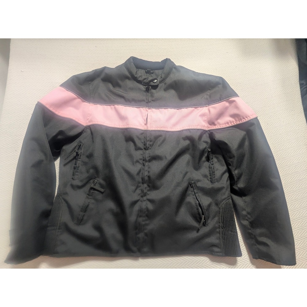 JIM Leather Womens 2XL Black Pink Cordura Motorcycle Riding Jacket Biker